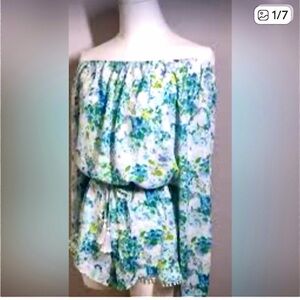 Victoria's Secret Blue and Green Floral Blouse